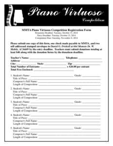 Piano Virtuoso Competition Competition  MMTA Piano Virtuoso Competition Registration Form