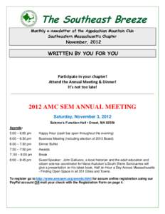 The Southeast Breeze Monthly e-newsletter of the Appalachian Mountain Club Southeastern Massachusetts Chapter November, 2012