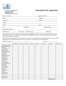 Plumbing Permit Application  Fire Department / Building Safety 307 South Randolph St. Champaign, IL[removed]P[removed]F[removed]