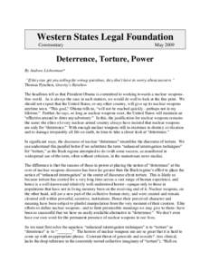 Western States Legal Foundation Commentary MayDeterrence, Torture, Power
