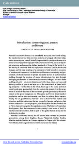 Cambridge University Press[removed]1 - The Cambridge Economic History Of Australia Edited by Simon Ville and Glenn Withers Excerpt More information