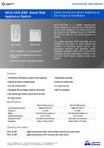 Smart Anytime, Safe Anywhere  WCS-1A/E-ZBS Smart Wall Appliance Switch  Easily Control Any Home Appliance at