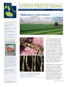 UTAH PESTS News Utah Plant Pest Diagnostic Laboratory and USU Extension Vol.VII, WinterAlfalfa Insects - A Year in Review