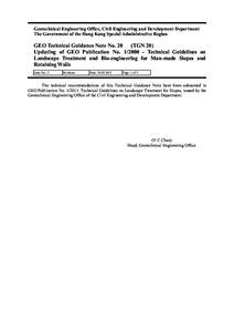 Geotechnical Engineering Office, Civil Engineering and Development Department The Government of the Hong Kong Special Administrative Region GEO Technical Guidance Note No. 20 (TGN 20) Updating of GEO Publication No. 1/20