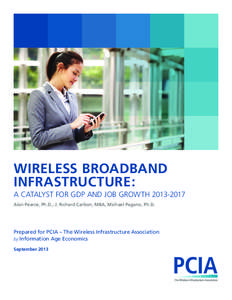 WIRELESS BROADBAND INFRASTRUCTURE: A CATALYST FOR GDP AND JOB GROWTH[removed]Alan Pearce, Ph.D., J. Richard Carlson, MBA, Michael Pagano, Ph.D.  Prepared for PCIA – The Wireless Infrastructure Association