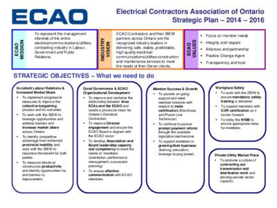 ECAO Contractors and their IBEW partners across Ontario are the recognized industry leaders in delivering safe, stable, predictable, high quality electrical/ communications/utilities construction