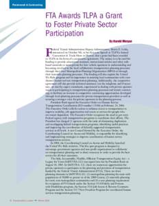 Paratransit & Contracting  FTA Awards TLPA a Grant to Foster Private Sector Participation By Harold Morgan