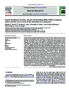 Spatial distribution of pCO2, ΔO2/Ar and dimethylsulfide (DMS) in polynya waters and the sea ice zone of the Amundsen Sea, Antarctica