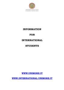 INFORMATION FOR INTERNATIONAL STUDENTS  WWW.UNIMORE.IT