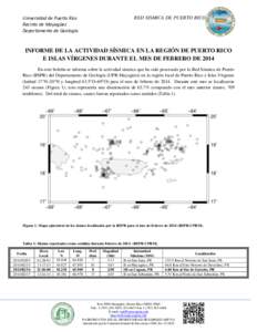 RED SISMICA DE PUERTO RICO  Universidad de Puerto Rico Recinto de Mayagüez Departamento de Geología