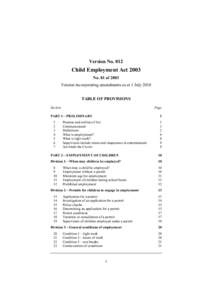 Child Employment Act 2003