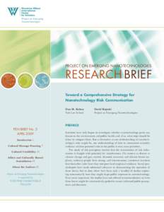 Project on Emerging Nanotechnologies Project on Emerging Nanotechnologies  Research Brief