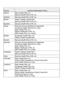 Wisconsin Health Insurance Plans by County