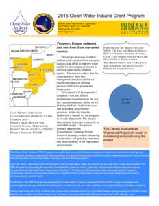 2015 Clean Water Indiana Grant Program Indiana State Department of Agriculture One North Capitol Ave, Suite 600 Indianapolis, IN[removed]www.in.gov/isda