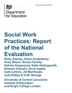 Research Report DFE-RR233  Social Work Practices: Report of the National Evaluation