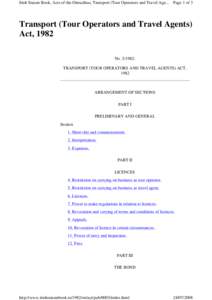 Irish Statute Book, Acts of the Oireachtas, Transport (Tour Operators and Travel Age...  Page 1 of 3 Transport (Tour Operators and Travel Agents) Act, 1982