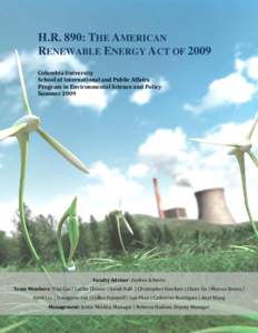 H.R. 890: THE AMERICAN RENEWABLE ENERGY ACT OF 2009      Columbia University 