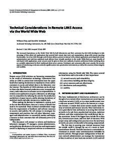 Technical Considerations in Remote LIMS Access via the World Wide Web