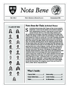 Nota Bene Vol. 11 No. 2 CLASS OF[removed]What’s Happening at Harvard Classics