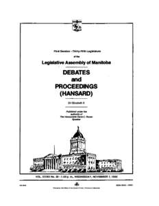 First Session · Thirty-Fifth Legislature of the Legislative Assembly of Manitoba  DEBATES