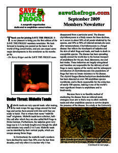 A nonprofit organization dedicated to amphibian conservation. T  hank you for joining SAVE THE FROGS!. It