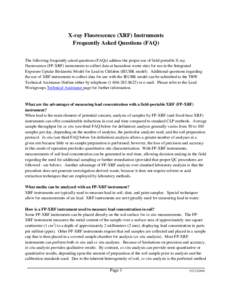 X-ray Fluorescence (XRF) Instruments Frequently Asked Questions (FAQ)