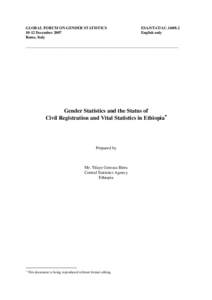 GLOBAL FORUM ON GENDER STATISTICS[removed]December 2007 Rome, Italy ESA/STAT/AC[removed]English only