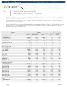 DP04  SELECTED HOUSING CHARACTERISTICS[removed]American Community Survey 5-Year Estimates  Supporting documentation on code lists, subject definitions, data accuracy, and statistical testing can be found on the America