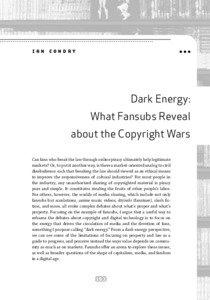 Ian Condry  Dark Energy: