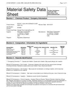 [removed]EPOXY 1-GLK 2PK GARAGE FLOOR GRAY Kit  Page 1 of 5 Material Safety Data Sheet