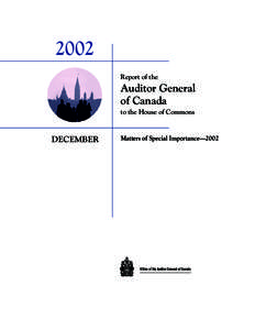 2002 Report of the Auditor General of Canada to the House of Commons