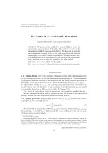MOSCOW MATHEMATICAL JOURNAL Volume 4, Number 1, January–March 2004, Pages 19–37 ESTIMATES OF AUTOMORPHIC FUNCTIONS JOSEPH BERNSTEIN AND ANDRE REZNIKOV