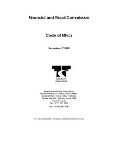Financial and Fiscal Commission  Code of Ethics December[removed]Financial and Fiscal Commission