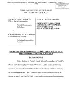 Case 1:12-cv[removed]DKW-RLP Document 160 Filed[removed]Page 1 of 36 PageID #: FILED IN THE 3986 UNITED STATES DISTRICT COURT DISTRICT OF HAWAII 3:57 pm, Sep 30, 2013