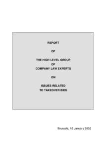 REPORT OF THE HIGH LEVEL GROUP OF COMPANY LAW EXPERTS ON