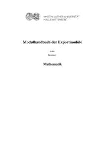 Modulhandbuch der Exportmodule vom Institut: Mathematik