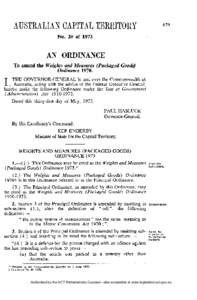 No. 20 of[removed]AN ORDINANCE To amend the Weights and Measures (Packaged Ordinance 1970.