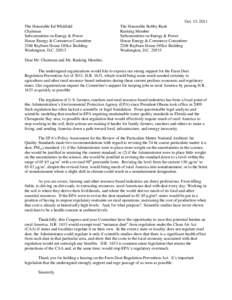 The Honorable Ed Whitfield Chairman Subcommittee on Energy & Power House Energy & Commerce Committee 2368 Rayburn House Office Building Washington, D.C[removed]