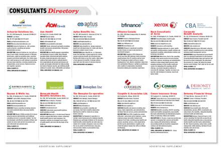 CONSULTANTS Directory Directory Actuarial Solutions Inc. Aon Hewitt