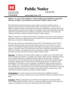 Public Notice U.S. Army Corps Baltimore District CENAB-OP-R  Date July 2014