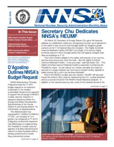 March[removed]National Nuclear Security Administration Monthly News In This Issue