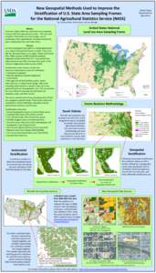 United States Department of Agriculture / Census of Agriculture / National Agricultural Statistics Service / Geographic information system / Stratified sampling / Stratification / Census / Statistics / Sampling / Survey methodology