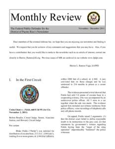 Monthly Review The Federal Public Defender for the District of Puerto Rico’s Newsletter November - December 2011