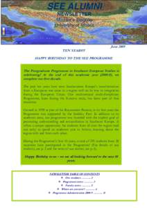 SEE ALUMNI NEWSLETTER Master’s Degree University of Athens  June 2009