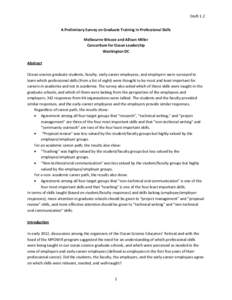 Draft 1.2 A Preliminary Survey on Graduate Training in Professional Skills Melbourne Briscoe and Allison Miller Consortium for Ocean Leadership Washington DC Abstract