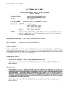 The City Council/Successor Agency Minutes  MEETING MINUTES The City Council/Successor Agency of the City of Firebaugh Vol. NoLocation of Meeting: