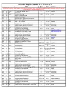 Education Program Calendar[removed]as of[removed]What Time Where Facilitator All HELD at Texarkana Main Campus unless otherwise stated. Most require prior registration with Education Office. To register,