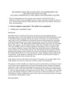 RECOMMENDATIONS FOR INVESTIGATION AND CHEMOPROPHYLAXIS RELATED TO INVASIVE GAS CASES, INCLUDING STREPTOCOCCAL TOXIC SHOCK AND NECROTIZING FASCIITIS