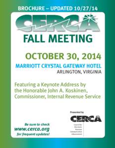 BROCHURE – UPDATED[removed]FALL MEETING OCTOBER 30, 2014 MARRIOTT CRYSTAL GATEWAY HOTEL