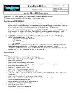 Ham Radio Deluxe Release Notes HRD version: Module: All Date: 27 July 2012